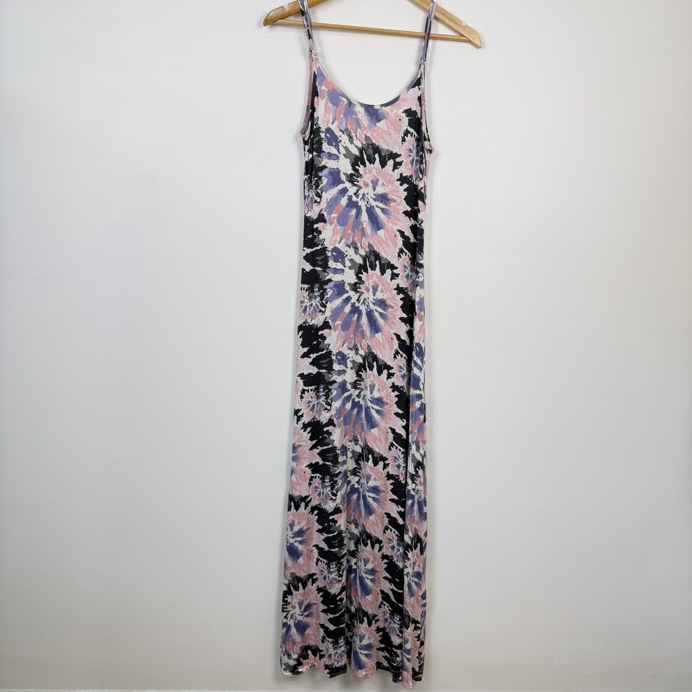 Monteau Tie Dye Maxi Dress Womens Medium Pink Purple Black Boho Summer